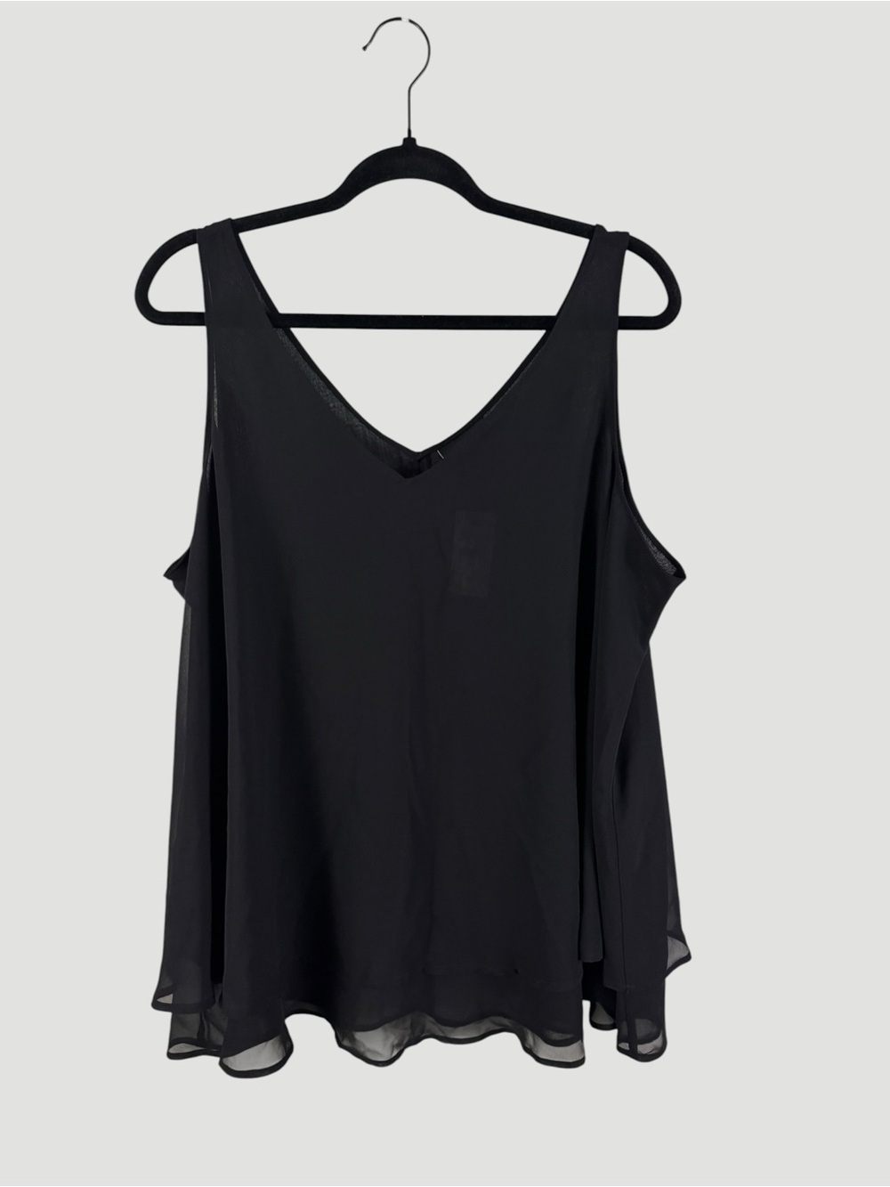 Black V-Neck Sleeveless Layered Chiffon Top Layering Camisole